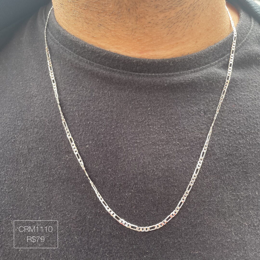 Corrente Fina 3 x 1 60cm Lisa Prateada